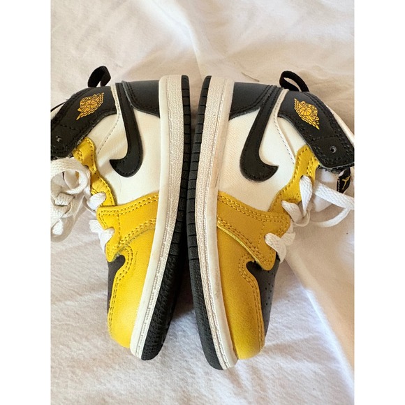 Kids Jordan‎ 1 Mid Toddler Shoes Yellow Black White Size 7C - Picture 8 of 8